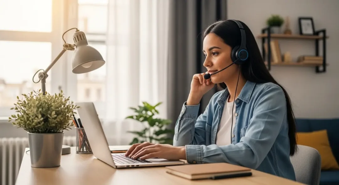 Trabajo remoto en call centers Guatemala desde casa con equipo profesional.