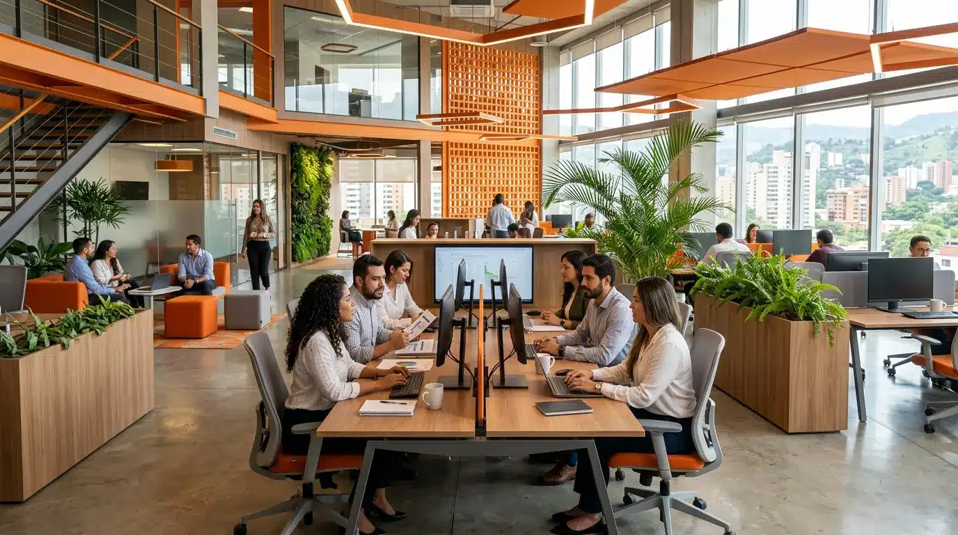 Ambiente moderno y cómodo dentro de un call center en inglés en Guatemala.