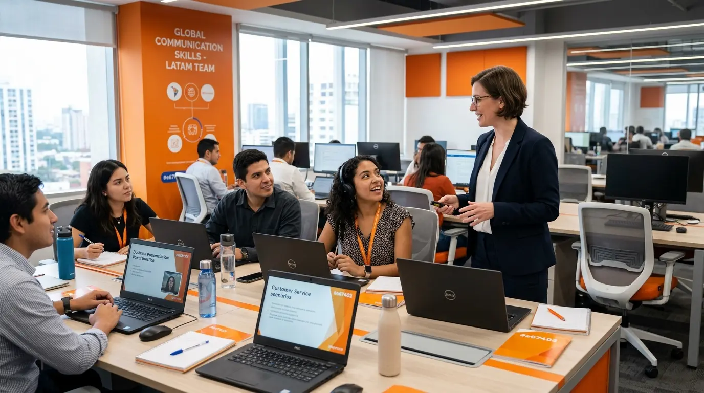 Capacitación en inglés de negocios para colaboradores de un call center en Guatemala.