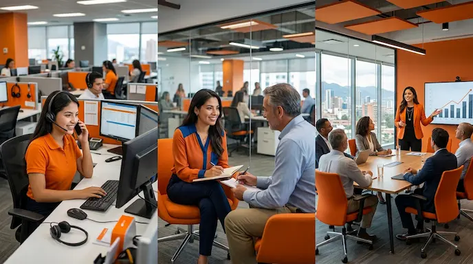 Desarrollo profesional y crecimiento de carrera en un call center en inglés en Guatemala.