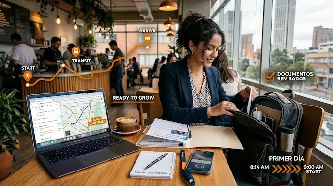 Joven preparándose para comenzar su primer empleo en un call center bilingüe en Guatemala.