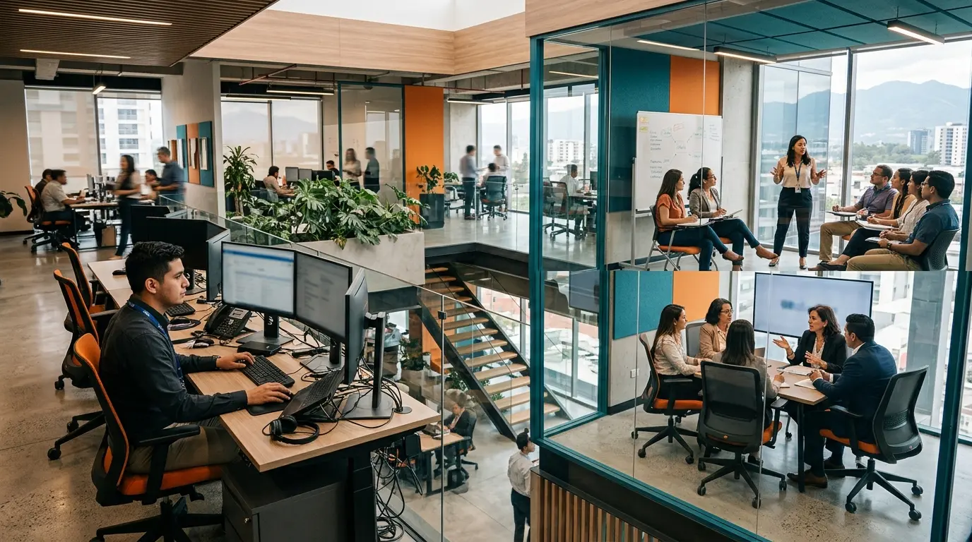 Profesionales desarrollándose en distintas áreas dentro de un call center